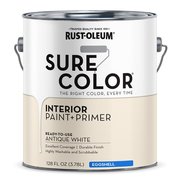 Rust-Oleum Interior Paint, Eggshell, Water Base, Antique White, 1 gal 380221